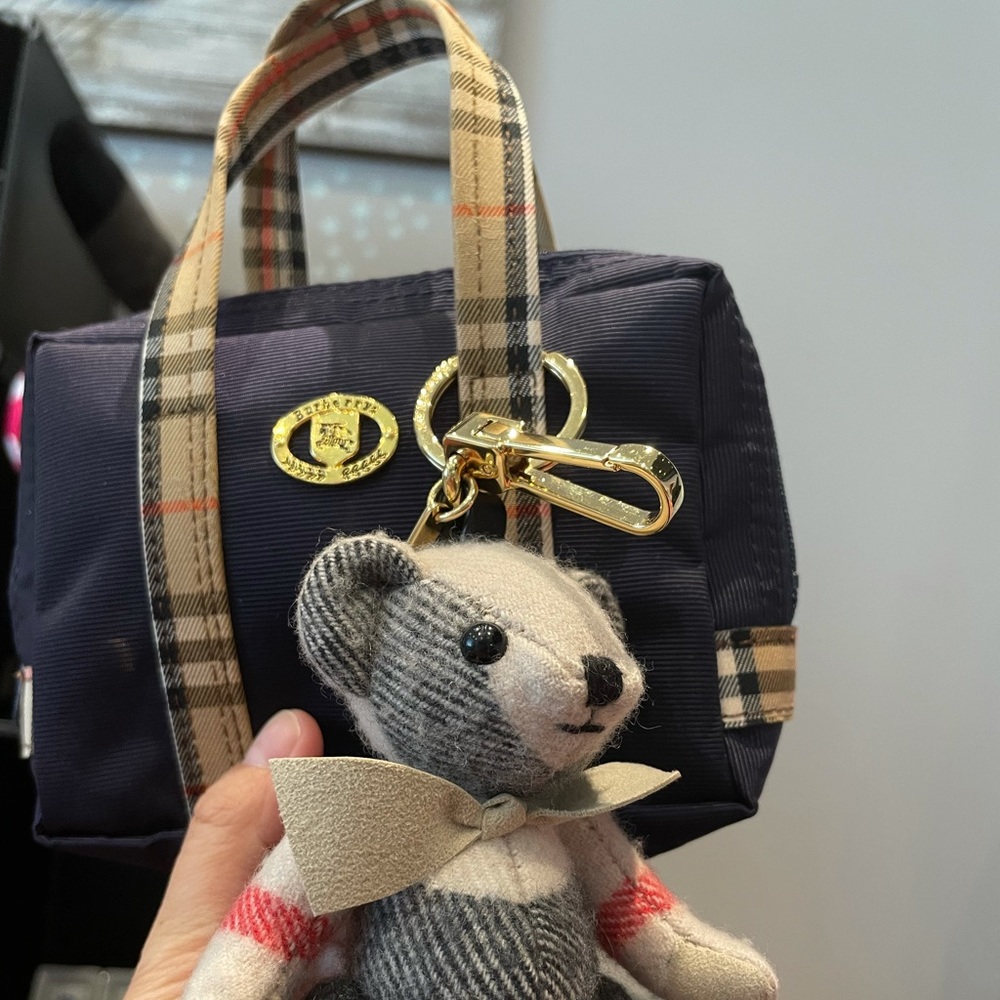 Authentic Burberry Nylon Canvas Mini Hand Pouch Navy
